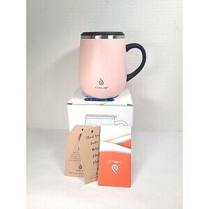 16 Oz Insulated Coffee Mug with Handle and Lid, Double Wall Stainless Pink